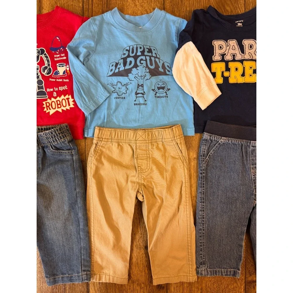 Baby Toddler Boy 12 Months Shirts Pants Jeans‎ Long Sleeves Fall Lot Bad Guys